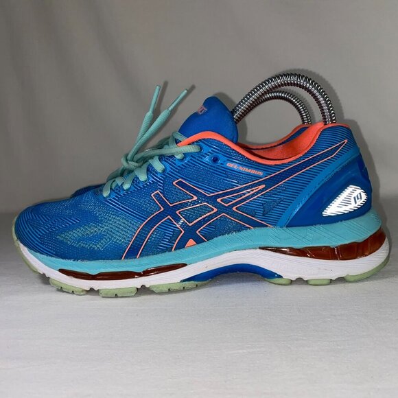 Asics Gel Nimbus 19 Women’s Blue Coral Running Shoes Sneakers Size US 7 - Picture 2 of 8